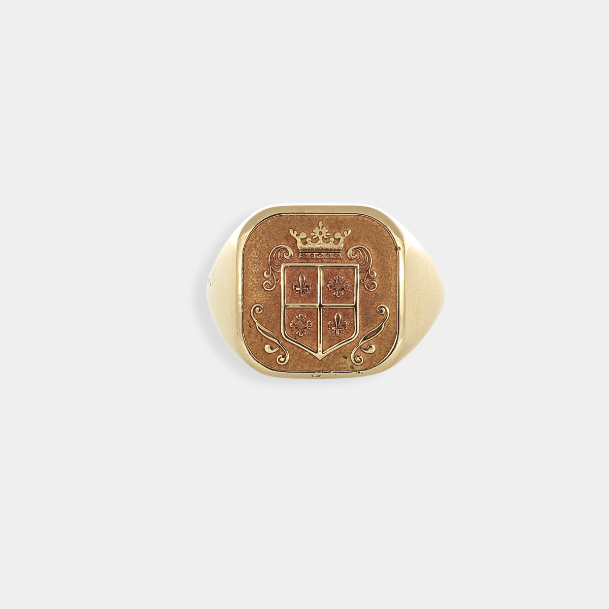 Anello con stemma nobiliare in oro massiccio 9 Kt