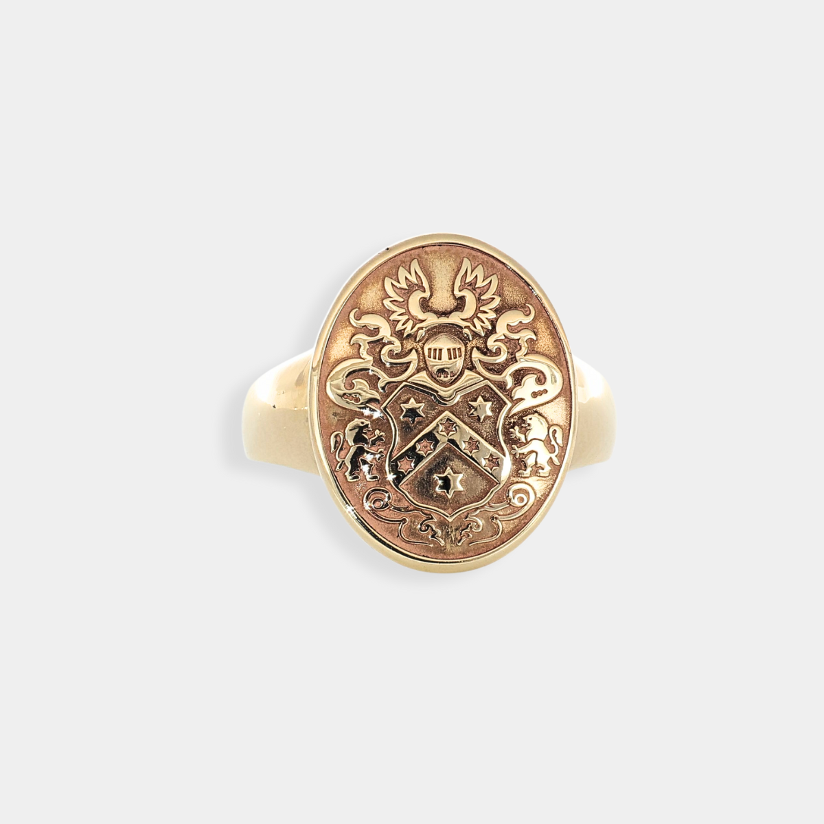 Splendido anello con stemma nobiliare in oro massiccio 9 Kt